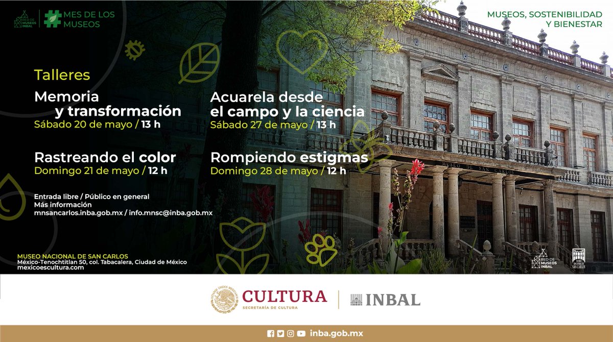 museo_sancarlos's tweet photo. ¡Visítanos este fin de semana y disfruta de las actividades que tenemos para ti!

Participa en el día de mañana en el taller "Acuarela desde el campo y la ciencia" y el día domingo en el taller "Rompiendo estigmas". #EnSanCarlos
https://t.co/W8X9t09U6r 🙂🙂😉😉 #DIM23 https://t.co/DUYuyravti