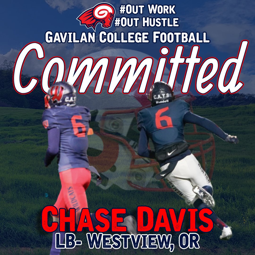 GavilanRamsFB's tweet photo. Please help us welcome LB Chase Davis out of Westview HS in Oregon to the Ram Fam! Let's Go! 

#outwork #outhustle https://t.co/kzGPS8okMG
