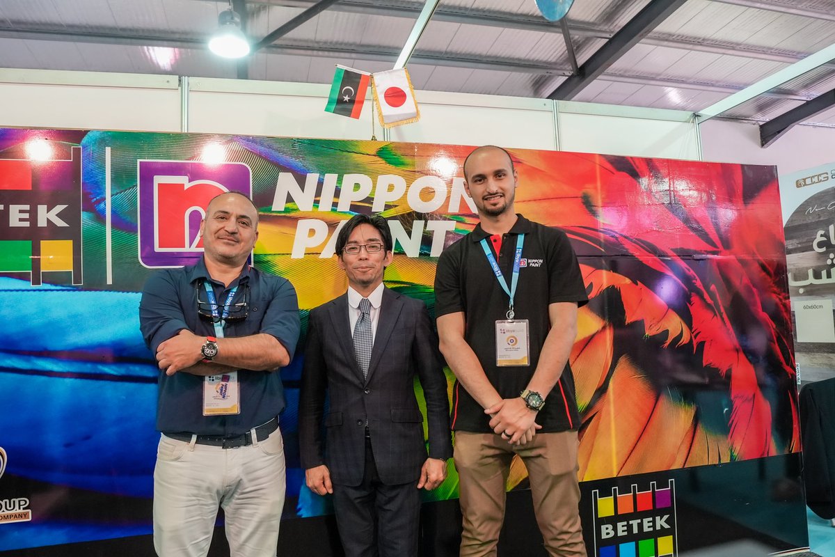 IGarguom's tweet photo. We were very honored to meet Mr Masaki Amadera - Japan’s special coordinator in Libya - in our section #Nippon_paint  at Libya build Exhibition in Tripoli . 🇱🇾🇯🇵 https://t.co/4ioNMYla9H
