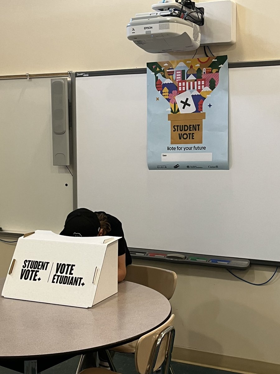 My students practiced their democratic  right this morning #StudentVoteAB