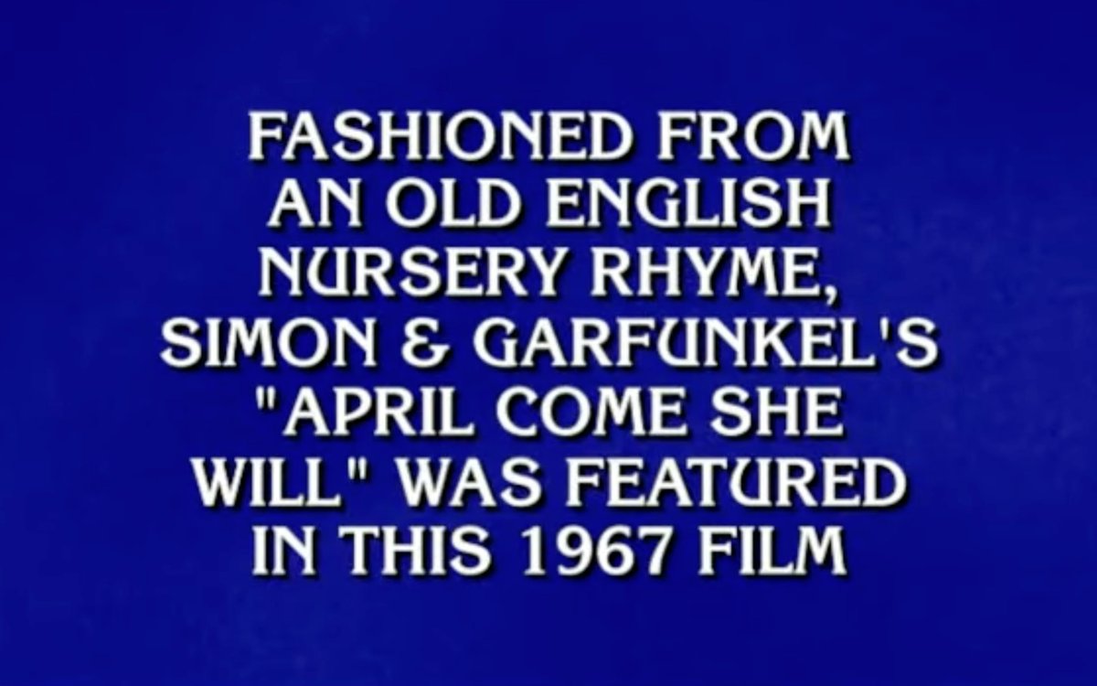 SimonGarfunkel's tweet image. ❔ The $1600 answer in the &quot;Music of the Month&quot; category featured Simon &amp;amp; Garfunkel – from @Jeopardy!, May 25th, 2023.

Question (flipped): ¿,,ǝʇɐnpɐɹפ ǝɥ┴,, sᴉ ʇɐɥM