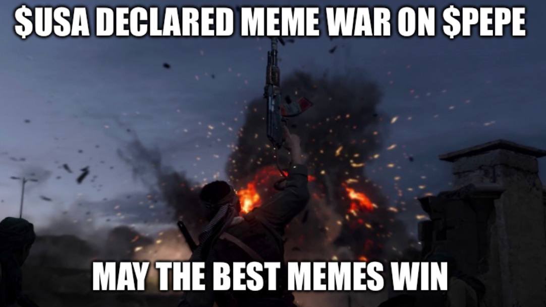 $PEPE Funniest meme from the #frogarmy against $USA will get airdrop $USA