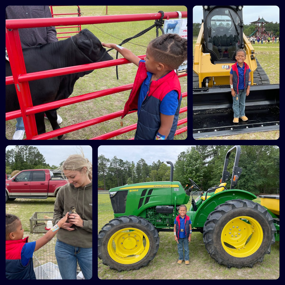 Fun job perk today - got to take this guy on a private tour of farm day! Check out that smile! <a href="/PES_PantherNews/">Pelion Elementary </a> #pantherPRIDE