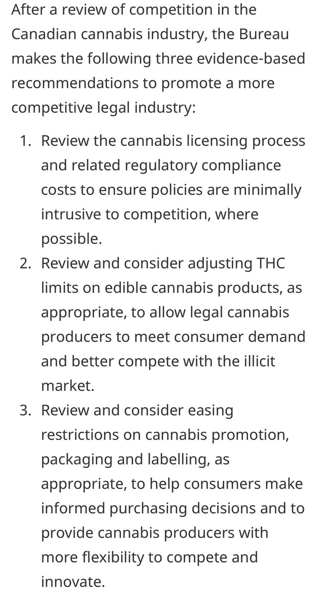 The competition bureau has made some recommendations for changes to the #CannabisAct that will help healthy competition in the market. This includes changes to the overly restrictive packaging and advertising regulations $SNDL $TLRY $CBWTF $WEED #MSOGang 

canada.ca/en/competition…