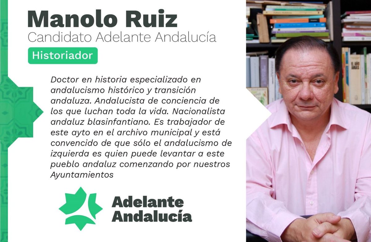 Manuel Ruiz Romero🇯🇴 (@_manuelruiz) on Twitter photo Es imposible un andalucismo de izquierda que no sea nacionalismo de liberación y oponga una Andalucía Libre ante las oligarquías y el mercado capitalista
La construcción de Andalucía como nación, dijo Infante, es la reconstrucción de los pueblos del Estado.
Vota <a href="/AdelanteAND/">Adelante Andalucía</a> Es imposible un andalucismo de izquierda que no sea nacionalismo de liberación y oponga una Andalucía Libre ante las oligarquías y el mercado capitalista
La construcción de Andalucía como nación, dijo Infante, es la reconstrucción de los pueblos del Estado.
Vota <a href="/AdelanteAND/">Adelante Andalucía</a>
