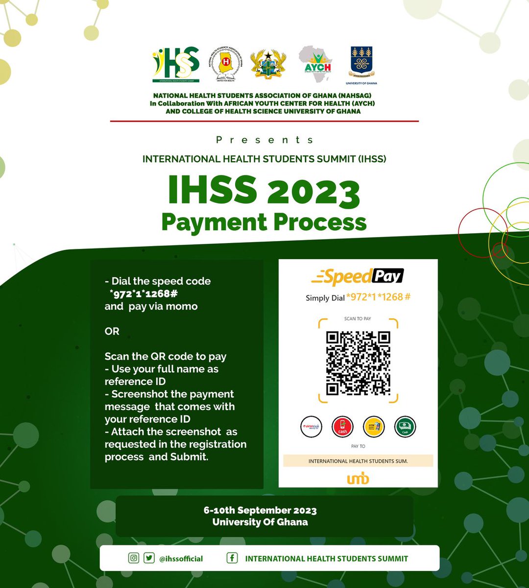 nahsag_ba's tweet photo. The Planning C'ttee for International Health Students Summit'23 (IHSS23) through the Publicity C'ttee for IHSS23 will like to inform the general public about the opening of  early bird registration from May 25 - June 25 2023

Register here👇or Scan QR code
https://t.co/EsKwLeiDdV https://t.co/H9Ta8ospBu