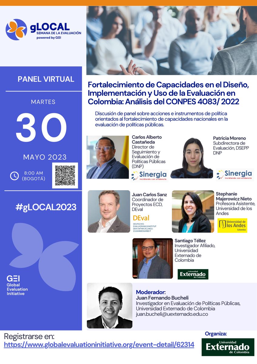 fbuchelli's tweet photo. 🔊 En #gLOCAL2023 hablaremos del fortalecimiento de capacidades en evaluación a partir del CONPES 4083/2022 🇨🇴. Acompáñanos el próximo martes 30 de mayo 8:00 a.m (UTC -5) #evaluation
Regístrate 👇https://t.co/nq6ZzmFVDS https://t.co/Coe3LcdKCe