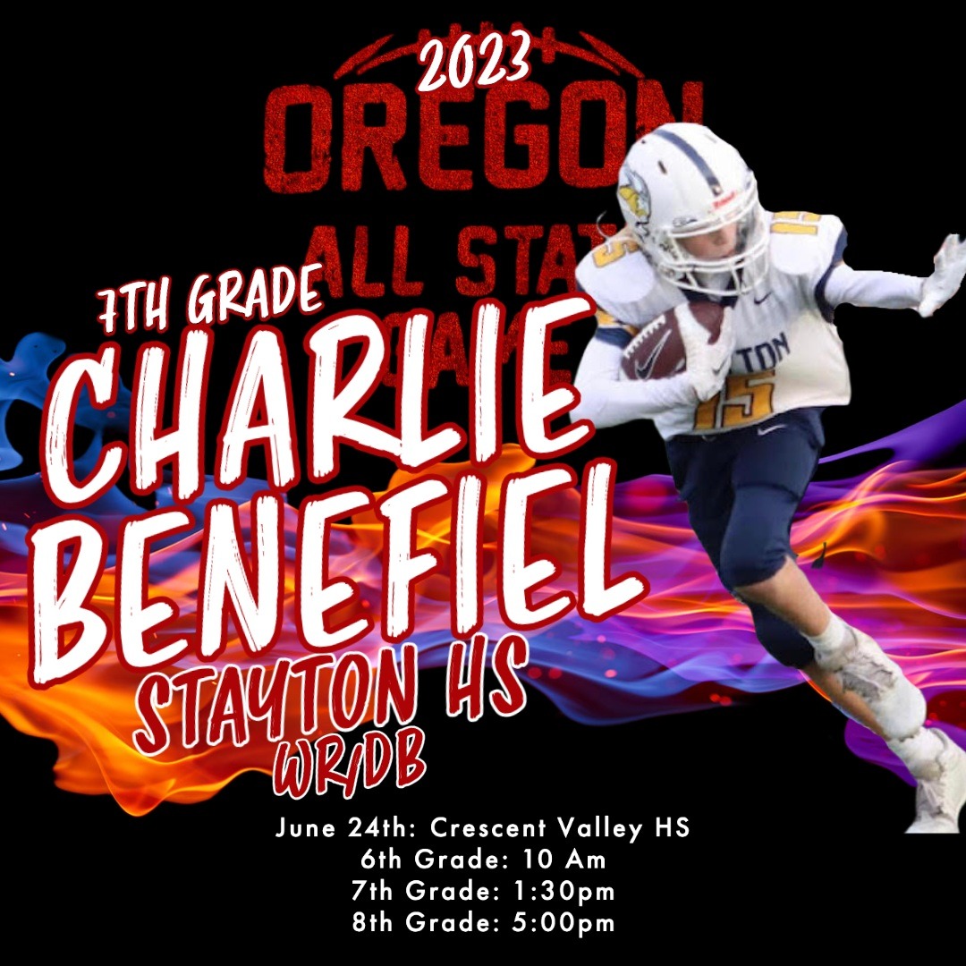 OregonBowl's tweet photo. Congrats 7th Grader Charlie Benefiel on being selected to play in the 6th Annual 2023 #OregonAllStateGame
Join us Saturday June 24th at Crescent Valley HS
#FosterAthletics #OregonASG #OregonDHS #Oregon #FosterAwareness #OASG #YouthSports #AllStar #OregonYouthFootball https://t.co/1HGtwVfbKm