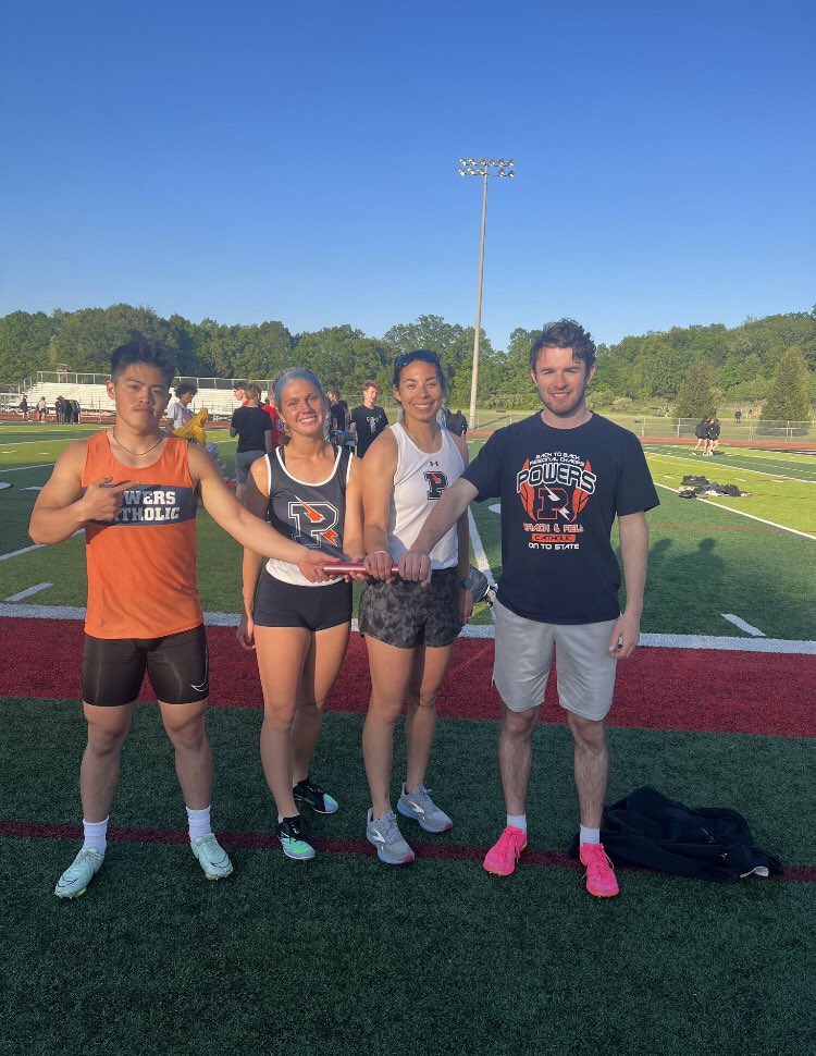 Chris Jandernoa joined the coaching staff just in time for the Coach athlete 4x1 at Linden last night as the Chargers took the W!
