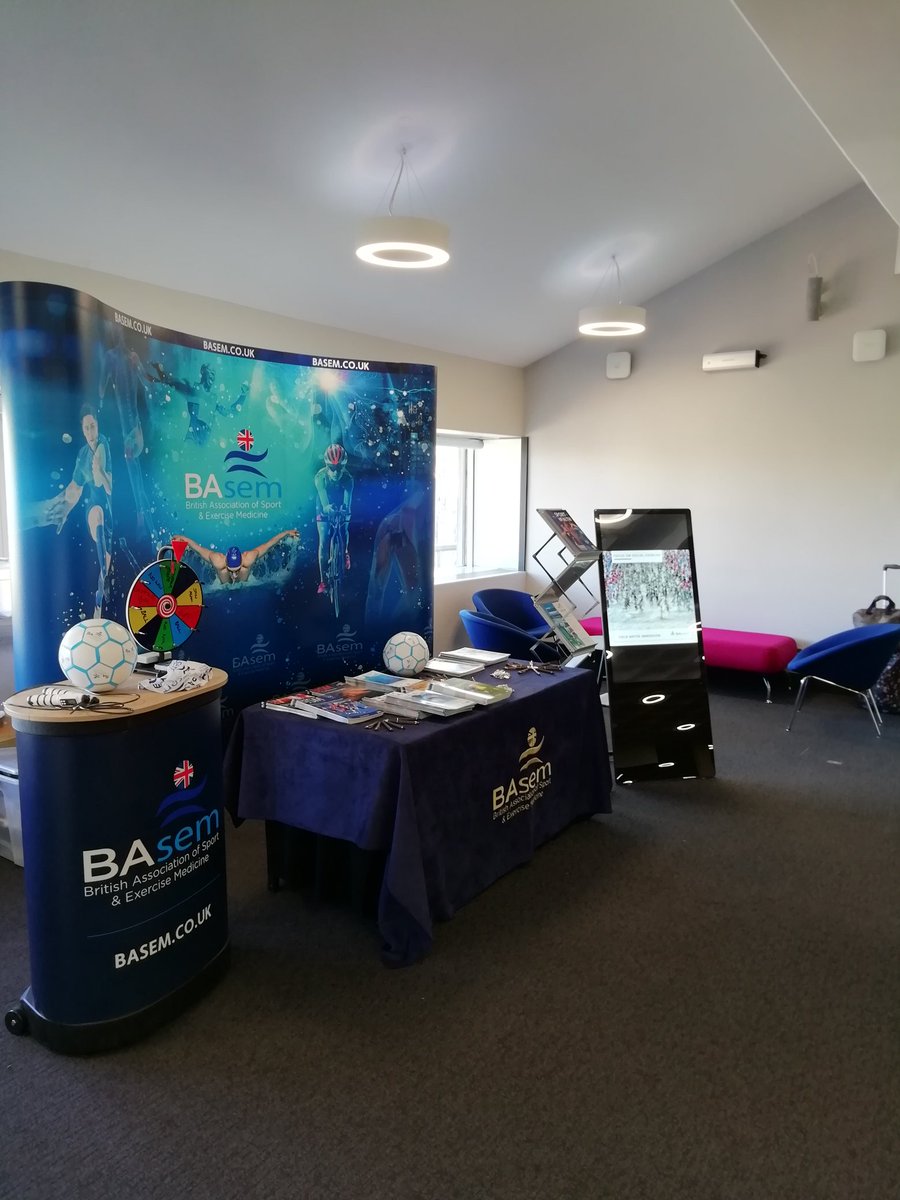 BasemCEO's tweet photo. Set up at the @footballmed conference, looking forward to seeing lots of you tomorrow. We're on floor 5 and are lucky to have a beautiful view! See you there. @basem_uk https://t.co/7U0byx7O3v