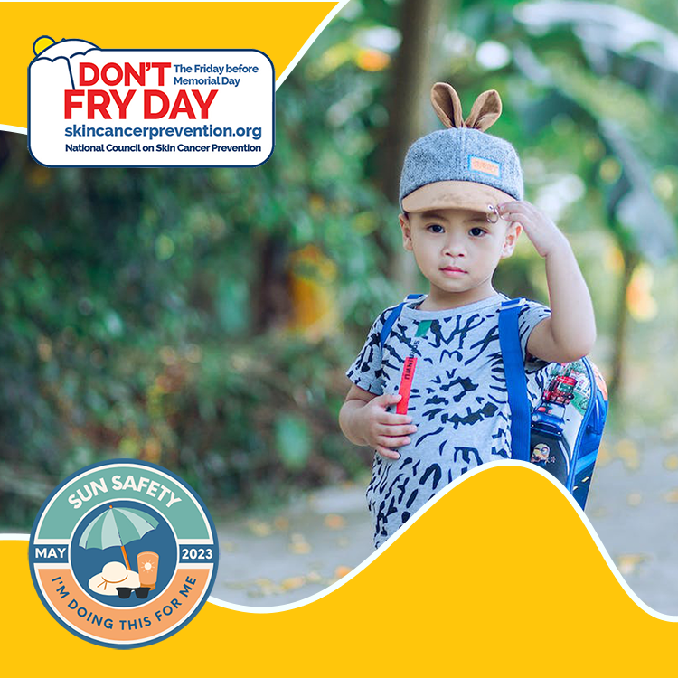 ResearchAmerica's tweet photo. Make sure you cover up to keep your skin safe. Take these small steps to sun safety: sunscreen ✅ sunglasses ✅ shade ✅ protective clothing ✅ #DontFryDay #SmallStepsForSunSafety #CoolDog @skincancerprev https://t.co/IAmtfPt4te