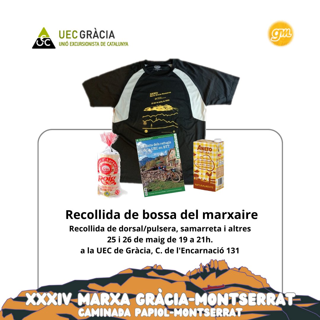 marxaGM's tweet photo. Us recordem que en 45minuts obrim la #UecGràcia per seguir repartint dorsals i samarretes per #LaGM

📍C. Encarnació 131, Barcelona

Fins a les 21 h. 😉 https://t.co/aoM9ZtfUIQ