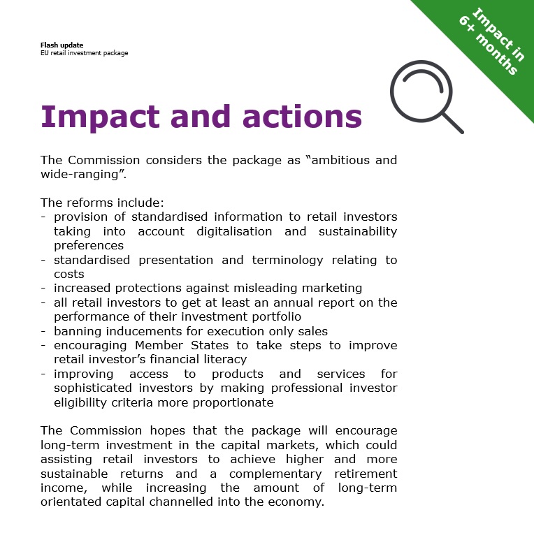 ESfinanciallaw's tweet image. In our latest #FlashUpdate, we discuss the EU retail investment package, which aims to simplify and modernise retail investment rules, prioritizing consumer interests and ensuring retail investors are treated equally. Read the full update &amp;gt;  

#FinancialServices