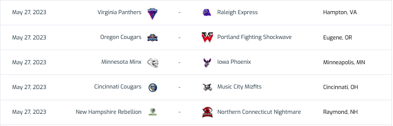 We have some <a href="/WFAfootball/">Women's Pro Football</a> action this Memorial Day weekend.