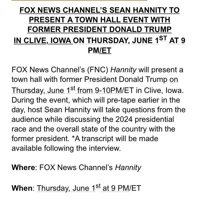 If you thought CNN's town hall with Trump was bad, this one will be sheer comedy GOLD!

It's taped so that Fox News can edit out the parts where Sean Hannity is literally kissing Trump's arse.