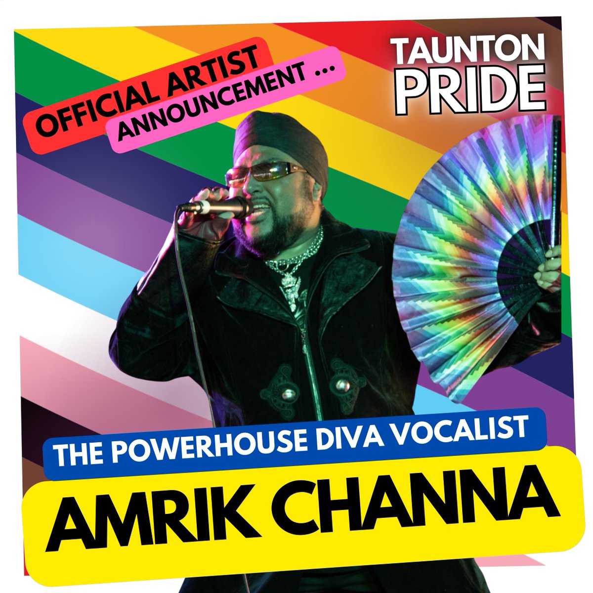 BANK HOLIDAY ANNOUNCEMENT NO.2 - ARTIST ANNO; The one and only Powerhouse Diva Vocalist <a href="/AmrickChanna/">Amrick 'Diva' Channa</a>  is heading back to Vivary Park to smash out yet more funky house vibes as the sun shines. Get your tickets now by clicking here bit.ly/3BWoYZp