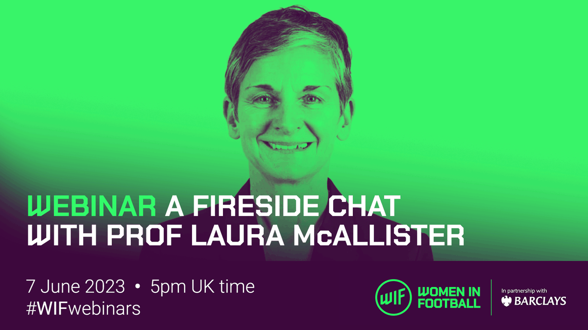 Newly appointed as a Vice-President of @UEFA, @LauraMcAllister is a trailblazer for women both in football and beyond 👏

Join us on 7 June as @ebrukoksal logs on with Laura for a ‘fireside chat’ in our next WIF webinar 💻

Find out more 👉 bit.ly/3yfrRTn

#WIFwebinars