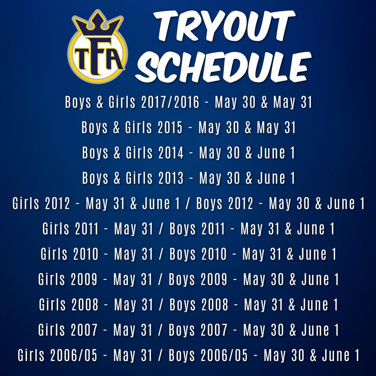 TFA_Cincinnati's tweet photo. Total Futbol Academy Tryouts are this week!

Full schedule, zone map, and registration at https://t.co/wxAwrDOx36

We look forward to seeing you there! https://t.co/BtjKKRqivU