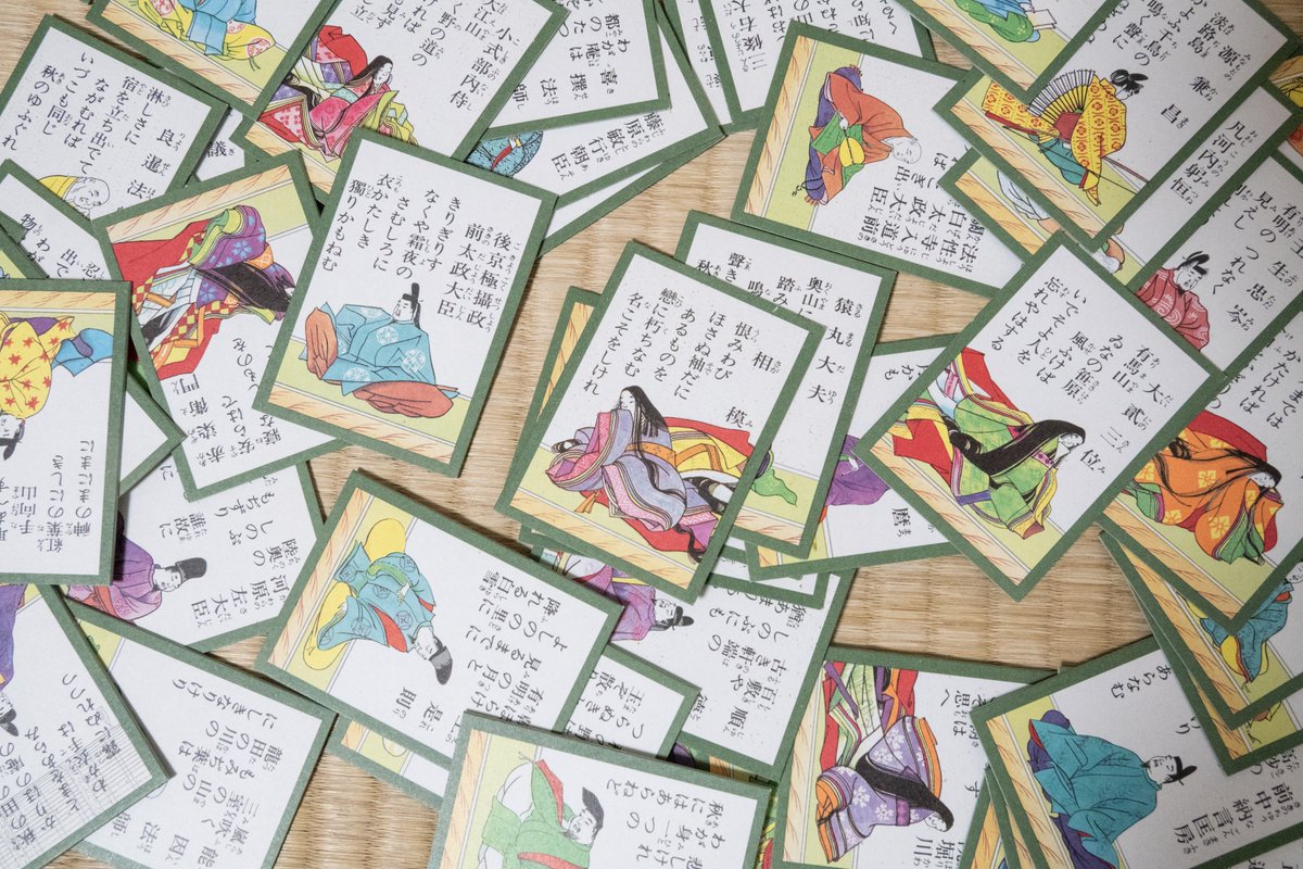 JAPANinUK's tweet photo. 27 May is Hyakunin Isshu Day! #百人一首 (One Hundred Poets, One Poem Each), is an anthology of Japanese #waka poems by renowned poets from 7th - 13th century, said to have been completed on this day 800 years ago. It is the foundation an early version of the #karuta card game. https://t.co/lyIqEiImie