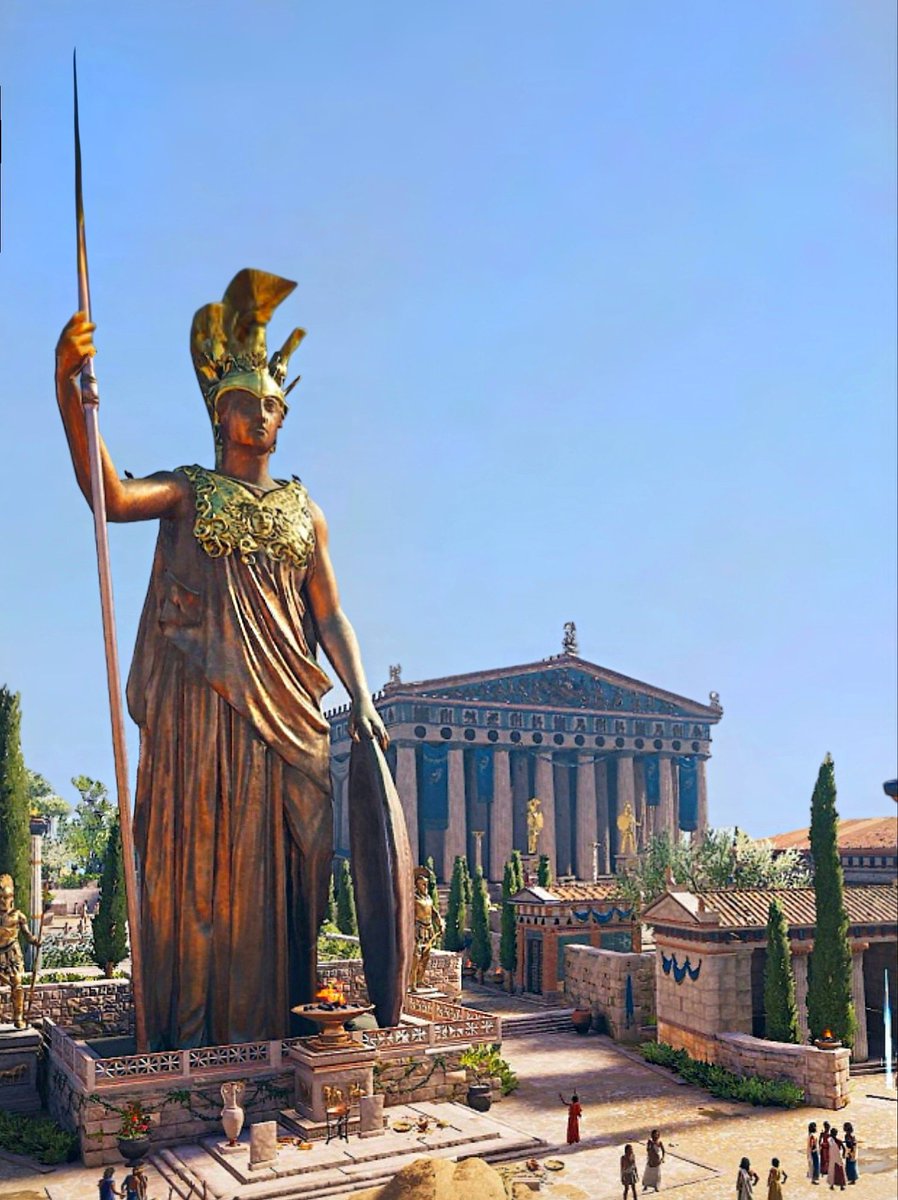 The Parthenon & the colossal bronze statue of Athena Promachos.