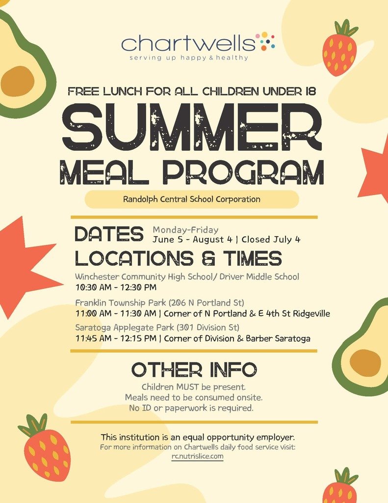 randolphcentral's tweet photo. Summer Lunch  Program  RCSC/Chartwells https://t.co/JkckwziBMU