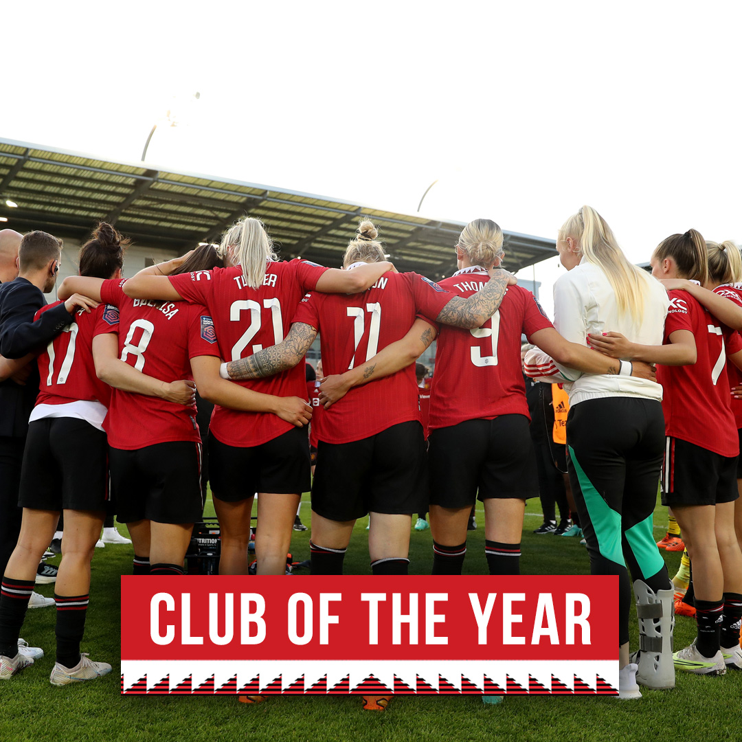 ManUtdWomen's tweet photo. We were proud to be named the Best Club of the Year at last night's inaugural #WomensFootballAwards ❤️

Meanwhile, @AlessiaRusso7 was honoured with the Player of the Year award — congrats, Less 💪🏅

#MUWomen || @_WFAs