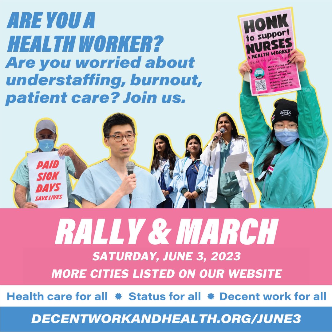 And then take to the streets on June 3 to demand strong public services, #PaidSickDays, and healthcare for all ! #Justice4Workers

Find a rally near you: decentworkandhealth.org/enoughon