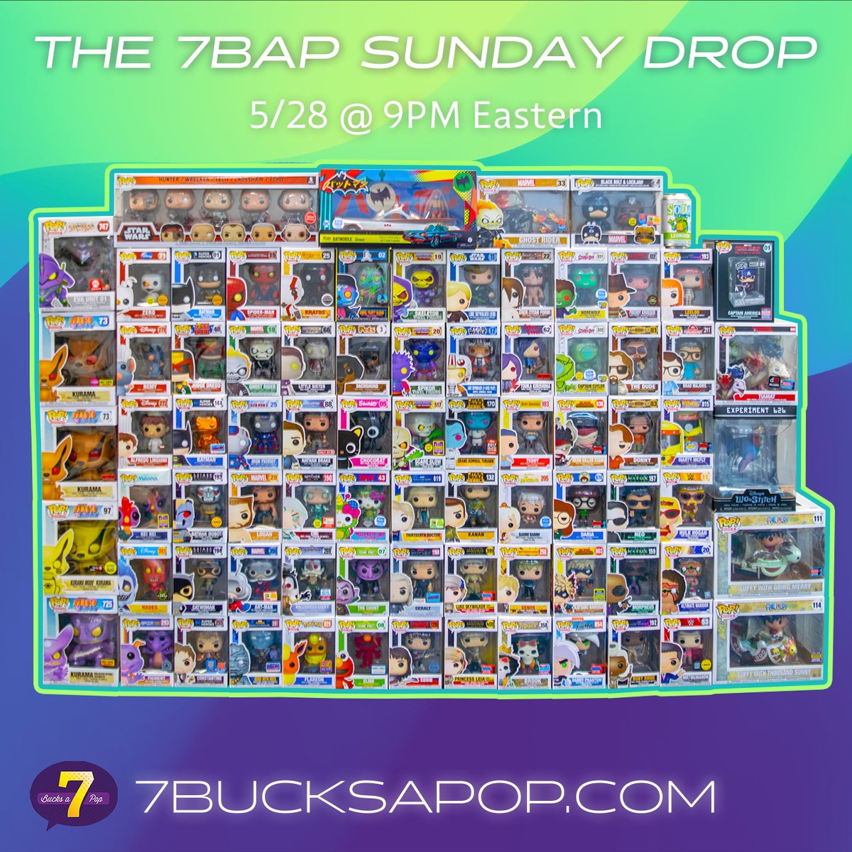 7BucksAPop's tweet photo. It's Sunday! Take a moment and get that weekend Pop fix that you need. This photo and it's only a portion of what we're dropping tonight at 9pm Eastern.
https://t.co/FqpSBaG8yw

Drop FAQ - https://t.co/mgihml98Ys

#7bucksapop #funkopop #funkopops #pops #7bap #funko #SundayPopDrop https://t.co/RQT2C5Rk71