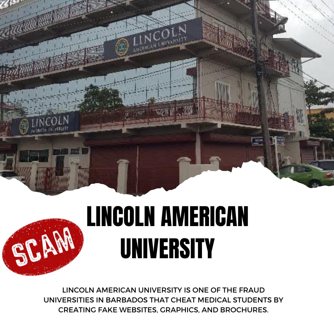 fraudbyvu's tweet photo. Lincoln American University is a fraud university that loots students in the name of providing them a foreign education. 
#bridgetowninternationaluniversity
#americanuniversityofintegratedscience
#victoriauniversityofbarbados
#lincolnamericanuniversity https://t.co/tLZd3tYPoz