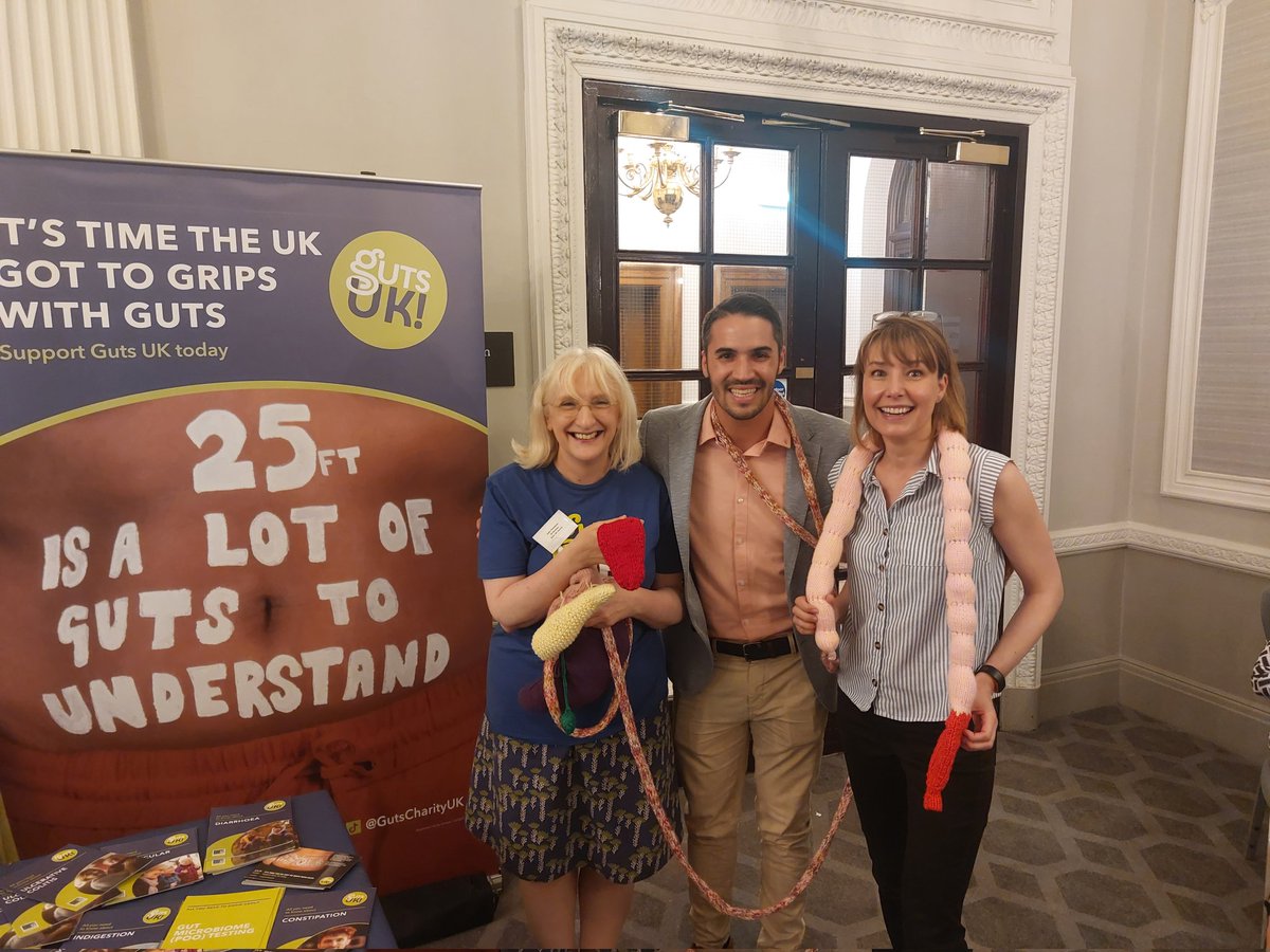 AmyG_Dietetics's tweet photo. So lovely to finally meet @cristiancostasb in person after many discussions virtually when we were both on @bda_gastro committee! Great talk as always. And Julie from @GutsCharityUK lovely to see you again!! Loving the knitted GI tract! #coeliacdisease #gastro #NDGS23 https://t.co/tPXVYvwV4z
