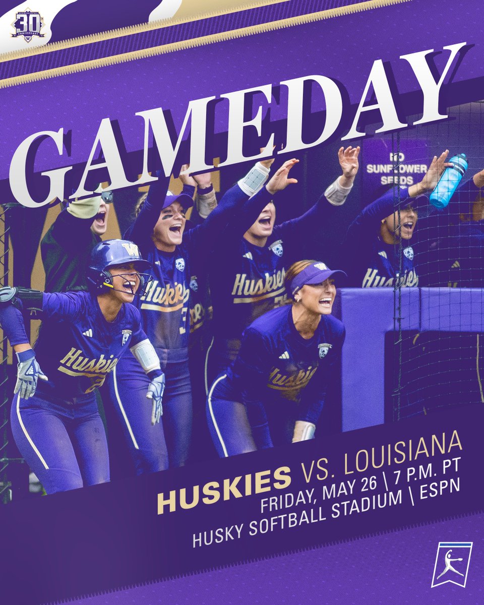 UWSoftball's tweet photo. A 𝐒𝐔𝐏𝐄𝐑 Purple Friday 🦄

🆚 Louisiana
🏟 Husky Softball Stadium
⏰ 7 p.m.
📺 ESPN
📲 https://t.co/HwgHRMCAXh
📊 https://t.co/bQO1uLhDcv
📻 https://t.co/WZX6tkCYSa

#MightyAreTheWomen https://t.co/Dp67lkm1YZ