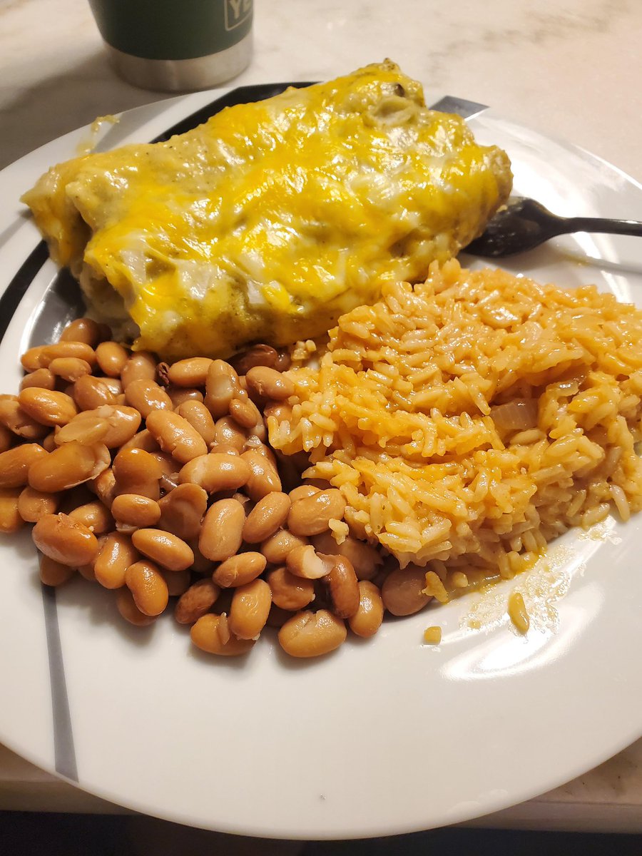 Last night’s dinner. Homemade green chile chicken enchiladas with homemade rice and beans. 
#NMGreenChile 
#AMillionLittleThings 
#Smiles