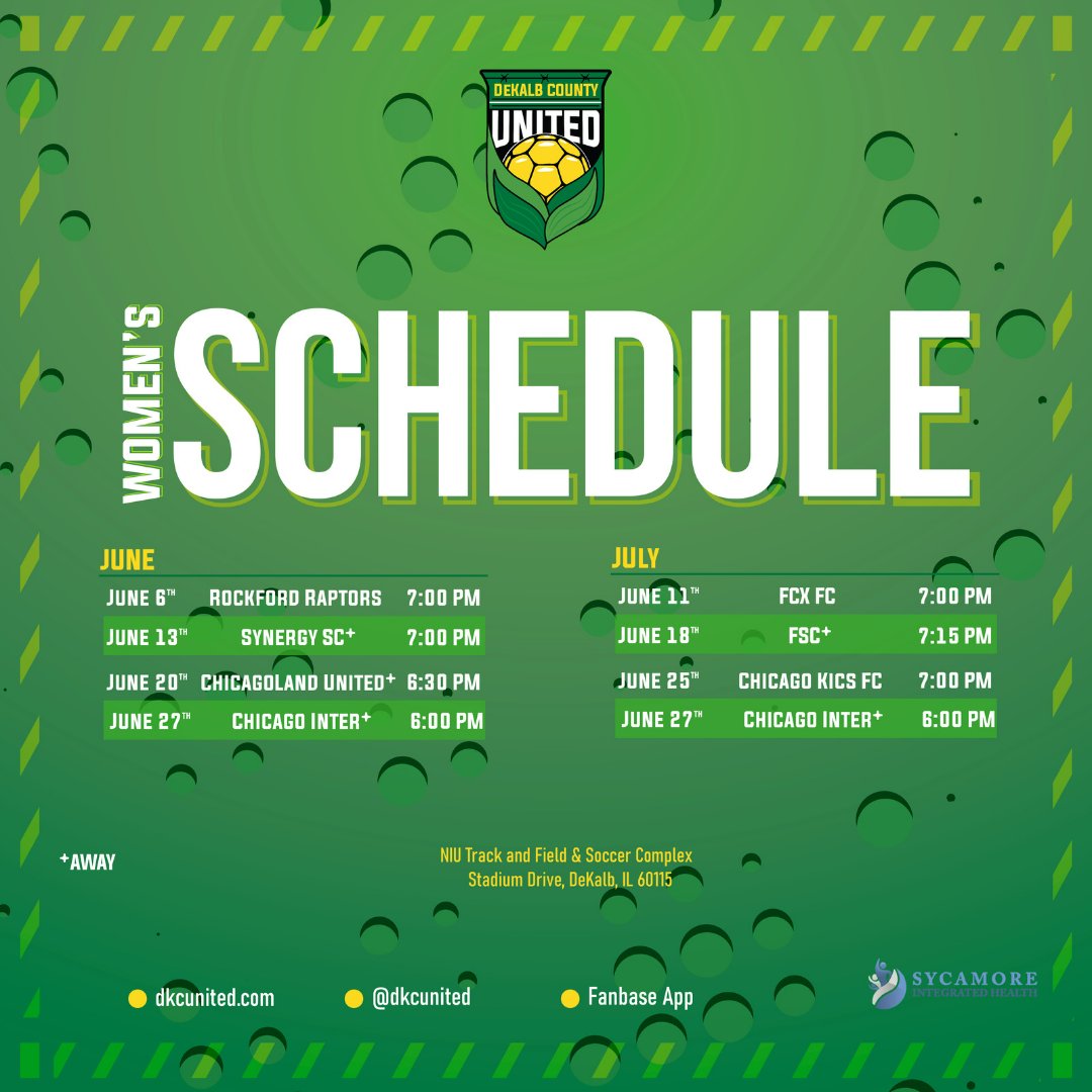 Tuesday nights are ladies nights for 2023
dkcunited.com/womens2023sche…
Tues June 6th 7pm
Tues July 11th  7pm
Tues July 25th  7pm
Tix via the app or app.fanbaseclub.com/Fan/Fixtures