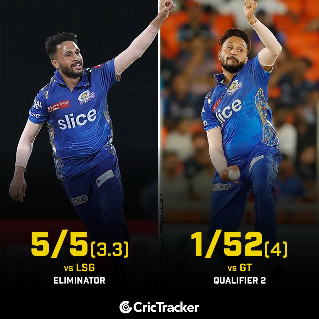 Two contrasting outings for Akash Madhwal in IPL 2023 playoffs.

📸: IPL/BCCI

#CricTracker #AkashMadhwal #GTvMI