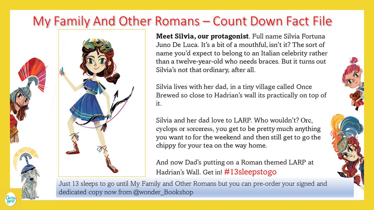 Thirteen more sleeps until #MyFamilyAndOtherRomans and today we meet Silvia our protagonist. She lives in a tiny village called Once Brewed so close to Hadrian's Wall she can practically touch it. 

#13sleeps #ClassicsTwitter #AncientRome #Housesteads #LARP