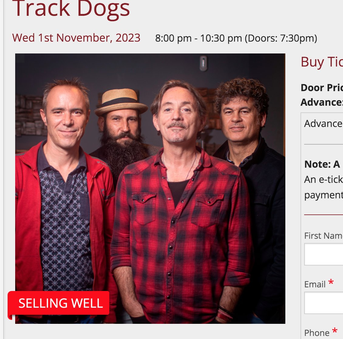 Great to see this with 5 months to go! #sellingwell <a href="/ChapelArtCentre/">Chapel Arts Centre</a> Love playing #Bath #AutumnTour
chapelarts.org/events/track-d…