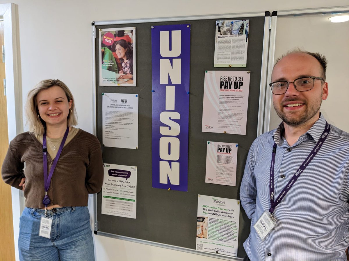 UNISONLeicCity's tweet photo. Our Communications team have updated the branch noticeboard!

Members can now see updates around the pay ballot, including promoting an all members meeting to highlight why we're recommending members to vote 'Yes' for industrial action.

#ratemyboard https://t.co/YI08Imtztf