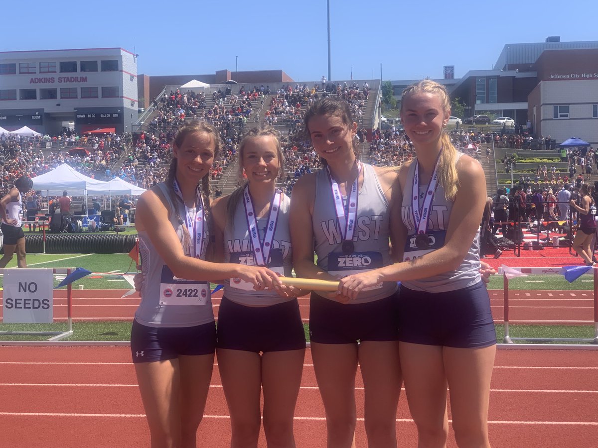 LSWGirlsTF's tweet photo. Girls 4x800 place 4th at state!  This marks the 12th time in the last 14 state meets Titans have been in the top 4 in the 4x800 in the big class at the Missouri state championships! ⁦@MoMileSplit⁩ ⁦@LSWestAD⁩ https://t.co/B5nN4Q9QtG