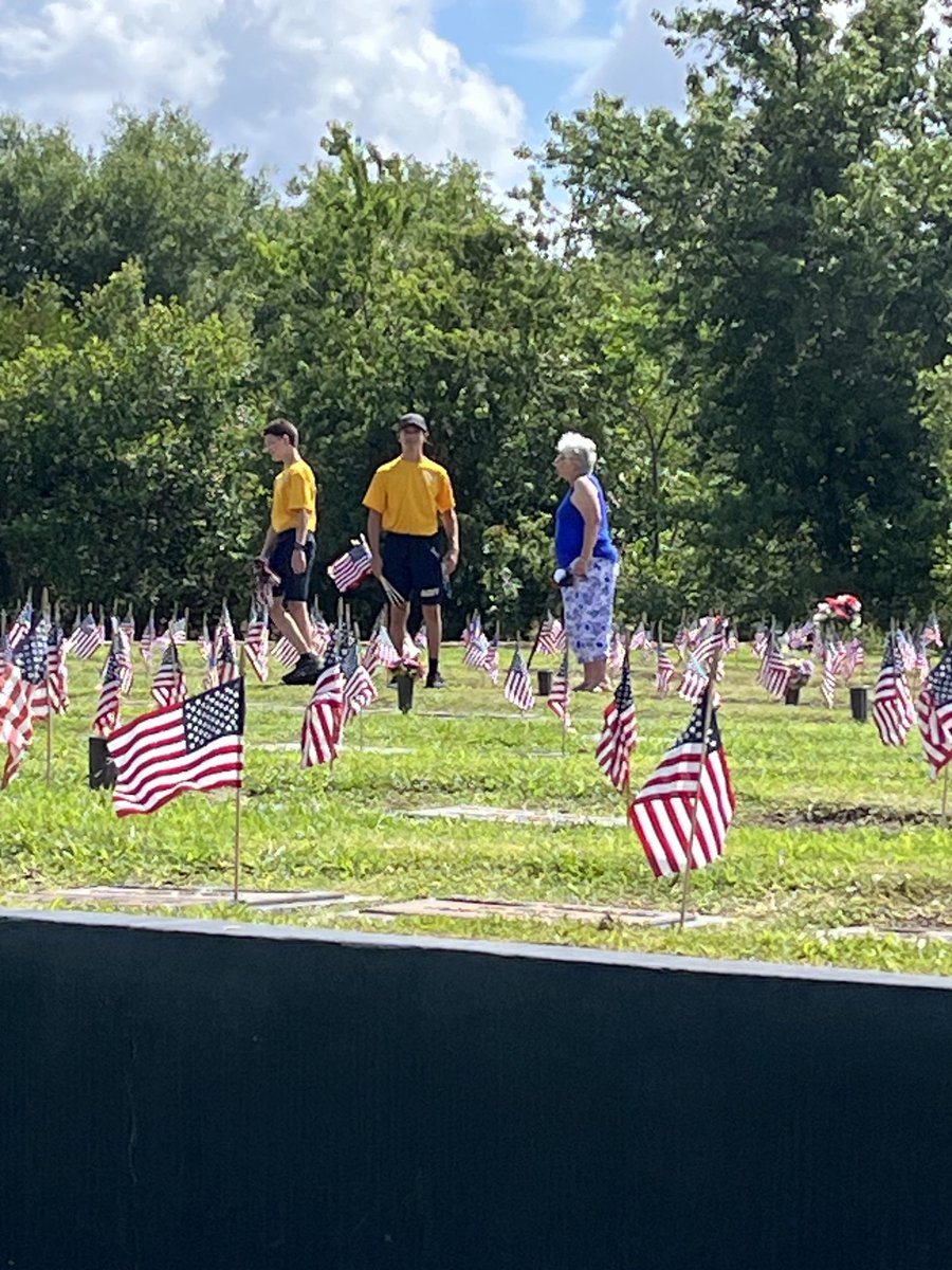 The cadets at Gulf High placed flags on the graves of veterans at Meadowlawn cemetery in preparation for their Memorial Day cemetery. 2 cadets helped an elderly lady find a grave she was looking for. Way to go BUCS! ⁦<a href="/gulfhighschool/">Gulf High School</a>⁩