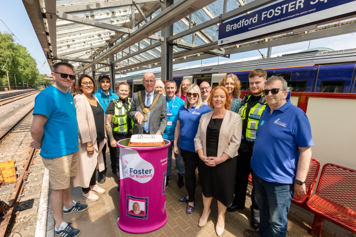Foster4Bradford's tweet photo. We celebrated our launch with @Bradfordcft &amp; @northernassist in glorious sunshine with our fabulous foster families at Bradford Fo(r)ster Square station. Read all about it here https://t.co/uRwITEMl7X https://t.co/Jm57wmjs9v