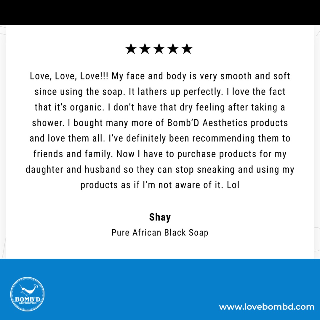 We know you love the African Black Soap 🤎

Don't waste your time - choose effective skincare! 
lovebombd.com 

#bombd #glow #glassskin #vegan #crueltyfree #skincare #bombdaesthetics #hairfood #africanblacksoap