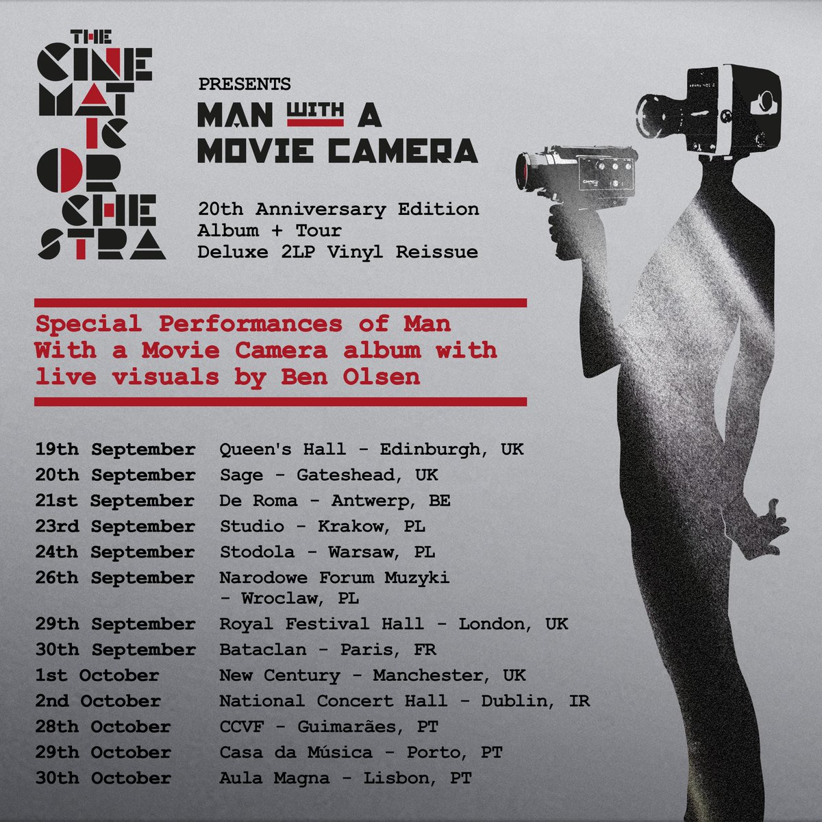More 20th Anniversary Man With A Movie Camera shows announced! Portugal shows on sale now here: found.ee/manwithamoviec…