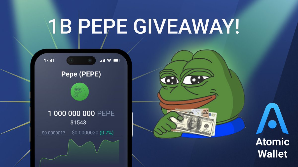 AtomicWallet's tweet image. 1,000,000,000 $PEPE giveaway to 10 lucky winners! 🐸

Setup AtomicWallet.io and Retweet to enter!