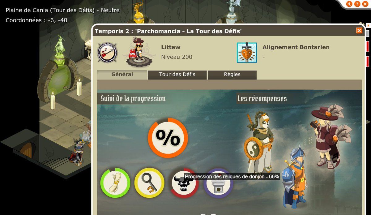 Littew49's tweet photo. @DOFUSfr temporis terminé dommage d'avoir pnj bugée et que je peu pas rendre les relique sinon la tour a part 2etage le reste c'était un peu trop facile :x https://t.co/VV1fDJ0RRg