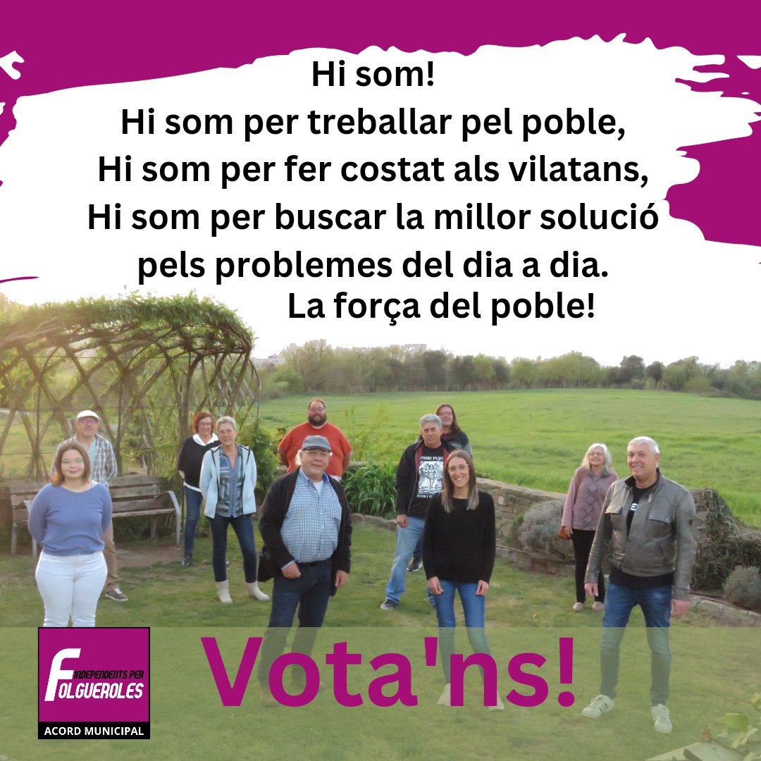 IxFolguerolesAM's tweet photo. Moltes gràcies a totes i tots per donar-nos en algun moment la vostra atenció aquests dies. Estem preparades i preparats per treballar per totes i tots vosaltres amb la força que ens doneu diumenge. Feu-nos confiança, voteu-nos! https://t.co/P3YIXvUelt