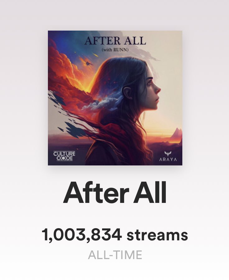 After All just hit a million streams😭 THANK YOU🖤

<a href="/culturecodeuk/">CULTURE CODE</a> @_watchmerunn