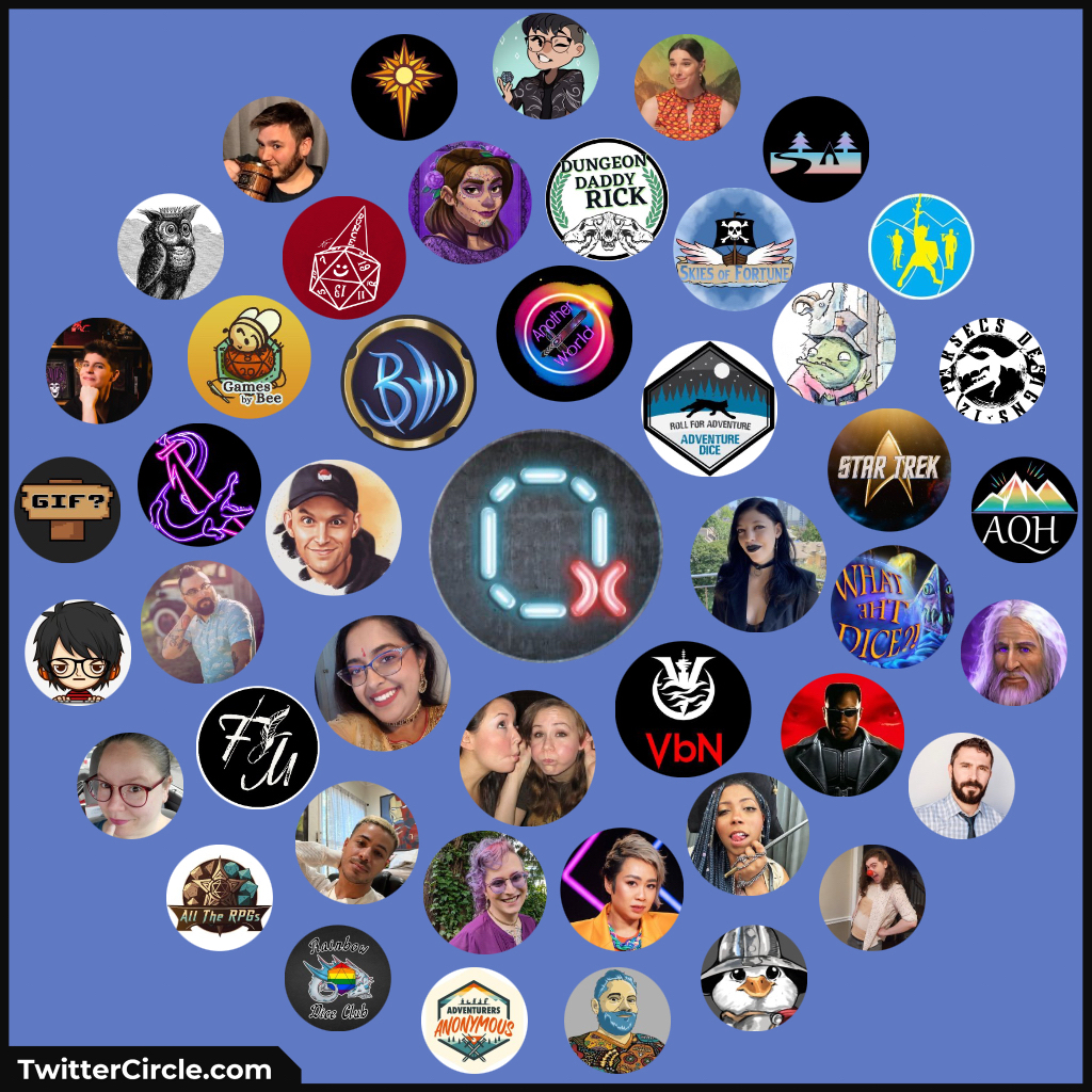 It's #followfriday
Here's a snapshot of our lovely community. We are so proud to be in this space with you #TTRPGRising #ttrpg #RPG 

@Vancitybynight
@squirrelsofdoom
@TheLeonaMaple
@dicecreamsammie
@BlackwaterDnd
@AnotherWorldttv
@AdventureDice
@GameRaterGirl
