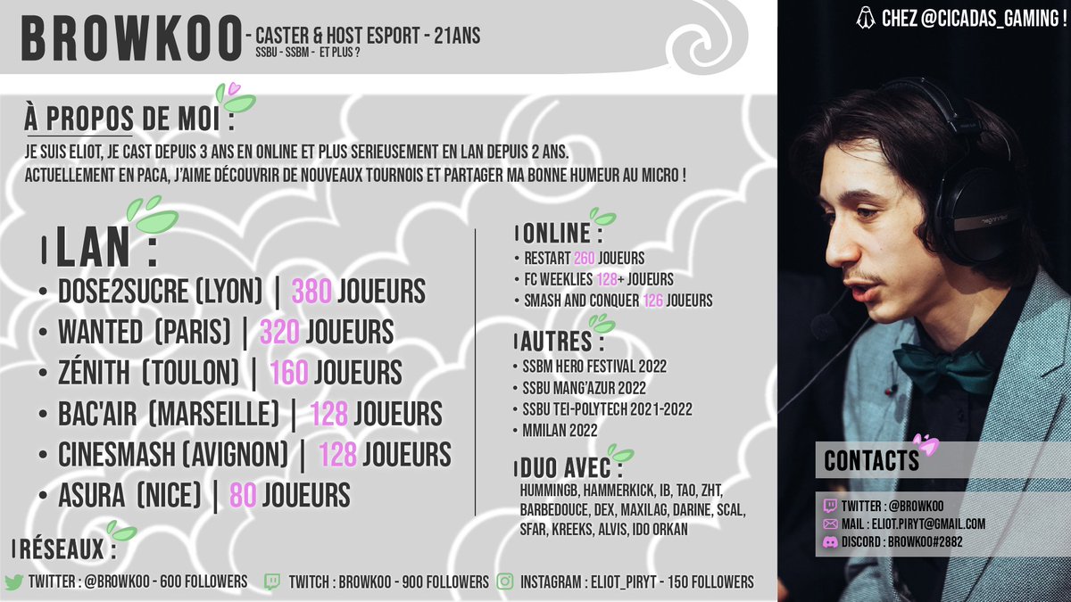 Bonsoir👋
Après 6 mois intenses de Cast partout en France, j'ai décidé de mettre à jour mon profil !

😎Si vous êtes un T.O en recherche d'un Caster motivé, n'hésitez pas !

Voici une petite fiche récapitulative de ce que j'ai fait, avec en réponse mon Reel Cast⤵️

RT Appréciés !