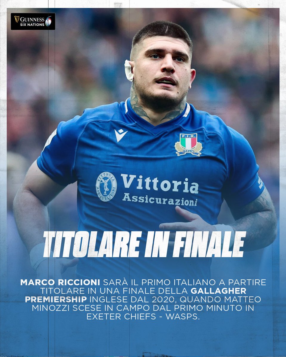 🇮🇹 Il pilone destro dell'Italia scenderà in campo questo pomeriggio per i @Saracens nella finale di @premrugby 🏴󠁧󠁢󠁥󠁮󠁧󠁿 

#GallagherPremFinal | #SARvSAL