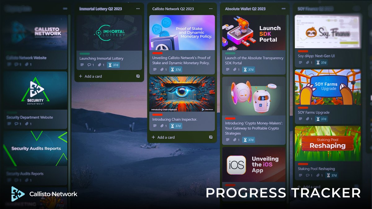 FushumaChain's tweet photo. 🎉 Big news, #CallistoNetwork community! 

We're sharing our weekly progress updates through Trello for the first time.

Dive into our tech advances, achievements, and more. Your journey behind the scenes starts here:
➡️https://t.co/VBignD7UUu

#Blockchain #Crypto #DeFi https://t.co/EwaXazcDSZ